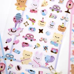 4 pcs/lot Cartoon Shopping Bear Rabbit Crystal 3D Stickers Scrapbooking Diy Journal Stationery Decor School Supplies GIft