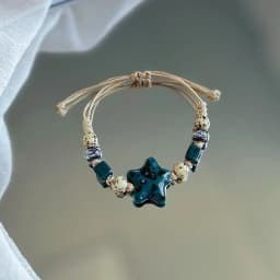 China Ethnic Retro Jingdezhen Ceramic Star Round Bead Rope Chain Bracelet for Women Friendship Charm Jewelry Accessories Gifts
