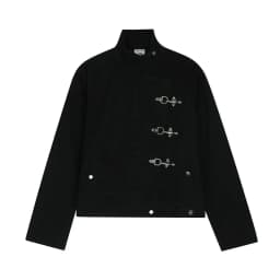 Y2k new solid color stand up collar buckle retro design women jacket streetwear high street men and women hoodie