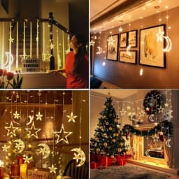 LED Star Moon String Light Warm/Multicolor Christmas Garland Lamp Battery Powered LED Curtain Fairy Lamp for Room New Year Decor