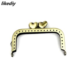 1 Piece 8.5 CM Antique Bronze or Silver Square Metal Purse Frame Love Heart Kiss Clasp For Bag Accessory
