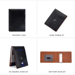New RFID Name Engraving Simple Short Men Card Wallets Carbon Fiber Card Holder Slim Male Wallet Photo Holder Men Card Clips