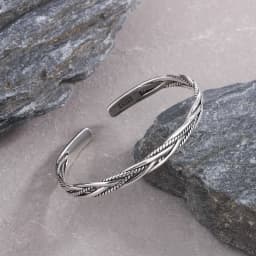 New Vintage Thai Silver Woven Fried Dough Twists Bangle 925 Sterling Silver Jewelry Opening Bracelets SL008