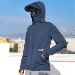 New Trendy Men's Ice Silk Sun Protection Jacket - Ultra-Thin Hooded Windbreaker with Loose Fit and Sporty Look for Men UPF 50+
