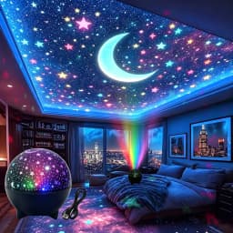 Starry Sky Moon Projector Light RGB 7 Modes Auto Change Color LED Night Light 5V USB Plug Kids Room Ambient Decor Birthday Gift