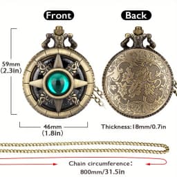 Y2K Cartoon Anime Round Pointer Quartz Watch Vintage Rhinestone Cosplay Necklace Chain Watch For Women Men Collector Gift