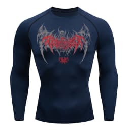 Skull Wings Print Long Sleeve Compression Shirts for Men Gym Workout Running Baselayer Undershirts Spring Fall Athletic Tops