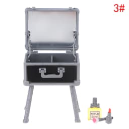 1Set 1:12 Dollhouse Mini Vanity Cosmetic Case Lipstick Perfume Air Cushion Mirror With Holder Furniture Decor Play House Toys