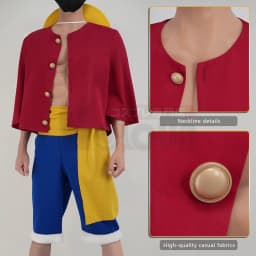 HOLOUN ONE Anime Monkey D. Luffy Cosplay Costume Straw Hat Adult Version Top Shorts Hat Waist Strap Cos Convention