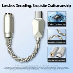 USB C DAC Type-C to 3.5mm Headphoner Amplifier 32Bit 384KHz Dongle DAC KT02H20 HIFI Audio Decoding Adapter Amp