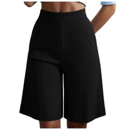 Summer New Work Straight Shorts Women's Workwear High Waist Solid Casual Knee Length Pants Office Lady Classic Loose Shorts