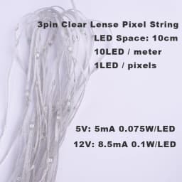 5V 12V WS2811 WS2812 3PIN Clear Lense LED String Lights Dream Color RGBIC Addressable Individually Fairy Seed Pixels Light