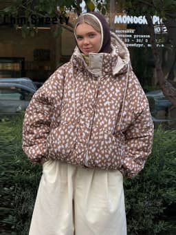 Chic Women's Elk Printed Reversible Padded Coats Hooded Full Sleeve Zip-up Pocket Cotton Jacket 2026 Winter Warm Thicken Outwear