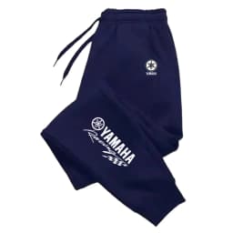 Yamaha logo letter printed multifunctional drawstring casual pants for men, loose straight leg sports pants