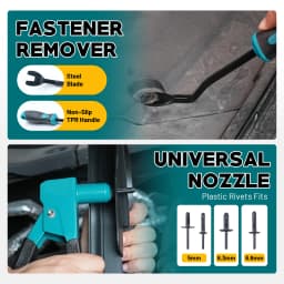 LIBRATON Plastic Rivet Gun Kit with Fastener Remover, 90 Degree Angle Hand Riveter with 40Pcs Nylon Rivets for Automotive Repair