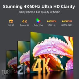 CABLETIME HDMI Splitter 1 IN 2 4K 60Hz LED Light Screen Splitter for HDTV Computer Monitor Switch PS5 Xiaomi Macbook Laptop