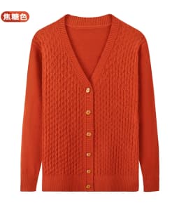 UHYTGF Elegant Mother Spring Autumn Sweater Jacket Single-Breasted Knitted Cardigan For Women Fashion V-Neck Loose Size Coat1447