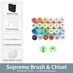Ohuhu Honolulu Plus 24 Colors Alcohol Markers Double Tipped Art Marker Set Refillable Marker Pen Coloring Illustrations Drawing