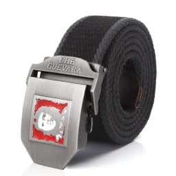 SupSindy Men Canvas Belt Che Guevara Metal Buckle Army Military Tactical Belts For Men Fashion Jeans Waistband Male Strap Black