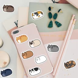 100-500Pcs Cartoon Cat Roll Stickers DlY Party Guitar Phone Decoration Label Stationery Name Stickers Animal Decal Kid Toys