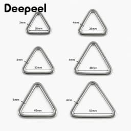 10Pcs 3-5x15-50mm 304 Stainless Steel Triangle Ring Buckle for Dog Harness Leash Webbing Bag Strap Junction Connector Hardware