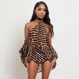 Women Striped Print Vacation Beach 2 Piece Set Lace Up Halter Off Shoulder Split Lantern Sleeve Blouse Tops + Shorts Casual Suit