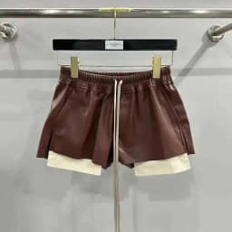 HKSH Women's Tide RO Style PU Leather Shorts Streetwear Fashion Pocket Comfortable New Versatile Dark Chic Y2K Punk Capris H2512