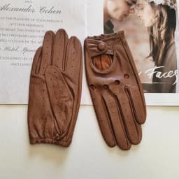 Thin Women's Sheepskin Driver Gloves Summer Breathable Snap Button Colored Genuine Leather Gloves