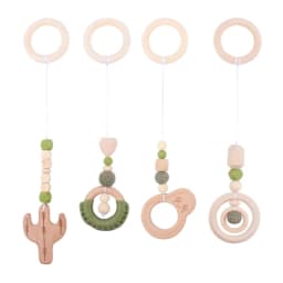 4 Pcs Beech Wood Baby Play Gym Frame Newborn Activity Fitness Rack Hanging Pendants Toys Crochet Rattle Teether Kids Room Decor