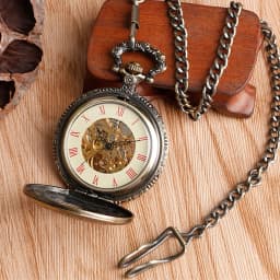 Retro Bronze Roman Number Skeleton Mechanical Pocket Watch Hand-winding Fob Watches Birthday Christmas Gift