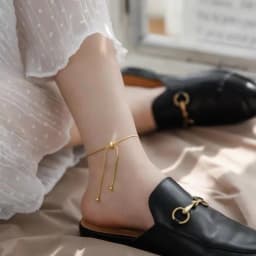 ANENJERY 316L Stainless Steel Adjustable Pull Bracelet Anklet Female Ins Cold Wind Simple Snake Bone Chain Bracelet