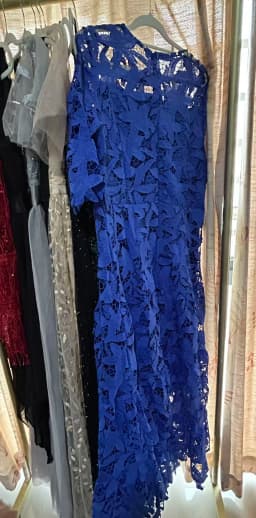 Sexy Lace Hollow High Low Long Formal Plus Size Dress With Short Sleeves Royal Blue