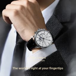 LOUIE JUELEN Couple Watches Multifunction World Map Dial Black Leather Strap Luminous Quartz Wristwatch Lovers Pair Gift Set