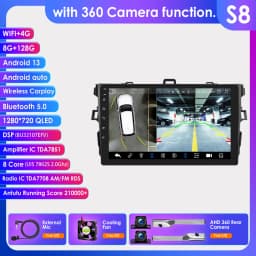 Hizpo 8 Core 8+128G For Toyota Corolla E140/150 2007 - 2012 2Din Android Car Radio Multimedia Video Player Autoradio Carplay GPS