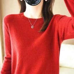 Fashion 100% Merino Wool Sweater Elegant Cashmere Pullover Women O-Neck Long Sleeve Knitwear Basic Clothing Jumper Tops