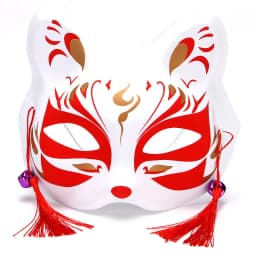 Fox Mask Japanese Cosplay Half Face Mask Kabuki Kitsune Masquerade Anime Cosplay Cat Mask Rave Adult Children Funny Party Props