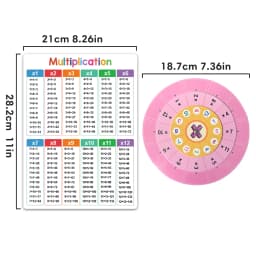Montessori 1-12 Multiplication Table Cards, Multiplication Turntable Training Game, Self-check Math Facts Learning Aids for Kids