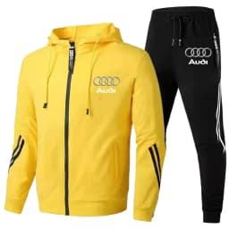 Chándal Para Hombre, Ropa Deportiva Con Logo De Audi Impreso, Jersey Con Capucha Y Cremallera + Pantalones, Conjunto De 2 Piezas