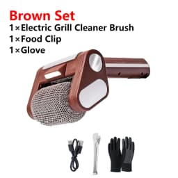 Electric Roller Grill Brush with LED Light Stainless Steel Bristle-Free BBQ Cleaner Brush Rechargeable Barbecue Cleaner Tools
