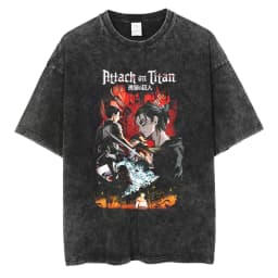 2026 Anime Attack on Titan Eren Jaeger Printed T-shirt Men's and Women's Washed T-shirt High Quality Vintage Cotton T-shirt Top