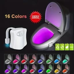 HOMEFISH Mini Kawaii Motion Sensor LED Night Light 16/8 Colors USB Rechargeable Stick-on Toilet Bathroom Lamp