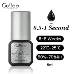 Gollee 0.5-1s Dry Lash Glue Matte Lash Adhesive Primer Eyelash Extensions Long Lasting 6-8 Weeks Primer Glue Oil Proof Supplies