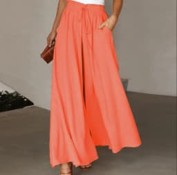 Spring and Summer Women's Trousers Elastic Waist Solid Color Fashion High Waist Simple Versatile Basic Pants