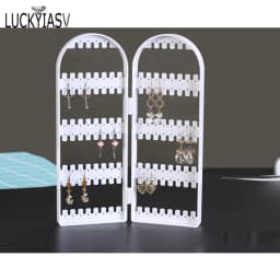 120/180/240/360holes Plastic Clear Earrings Studs Display Rack Folding Screen Earring Jewelry Display Stand Holder Storage Box