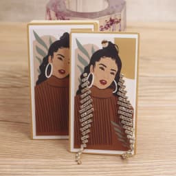 50Pcs 5x9cm White Paper Print Girl Pattern Earring Card Glasses /Brown Face Girl People Jewelry Display Packaging Cards Tags