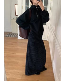 Korean Style Simple Fashion Drawstring Elastic Texture Striped Slim Mid-Length Half Skirt for Women Autumn Winter Skirts