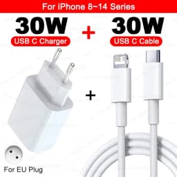 PD 30W USB C Fast Charger for Apple iPhone 11 12 13 14 17 Air 15 16 Pro Max Plus Type C Charger Charging Cable Wall Plug Charger