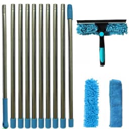 100-420CM Extended Window Cleaning Kit 2 in 1 Double Sided Glass Squeegee Cleaner Duster Mop 180° Swivel Window Cleaning Tools