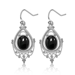 925 Sterling Silver Oval 8*10mm Natural Labradorite Earrings Vintage Ethnic Jewelry for Women Gift
