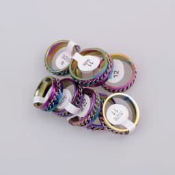 Wholesale Bulk 20pcs/Lots Rotatable Chain Spinner Stainless Steel Rings Decompression Jewelry For Men Women Mix Style
